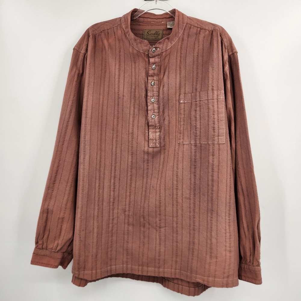 Scully Long Sleeve Half Button Tunic Top Womens Size XXL Terracotta Clay Texture